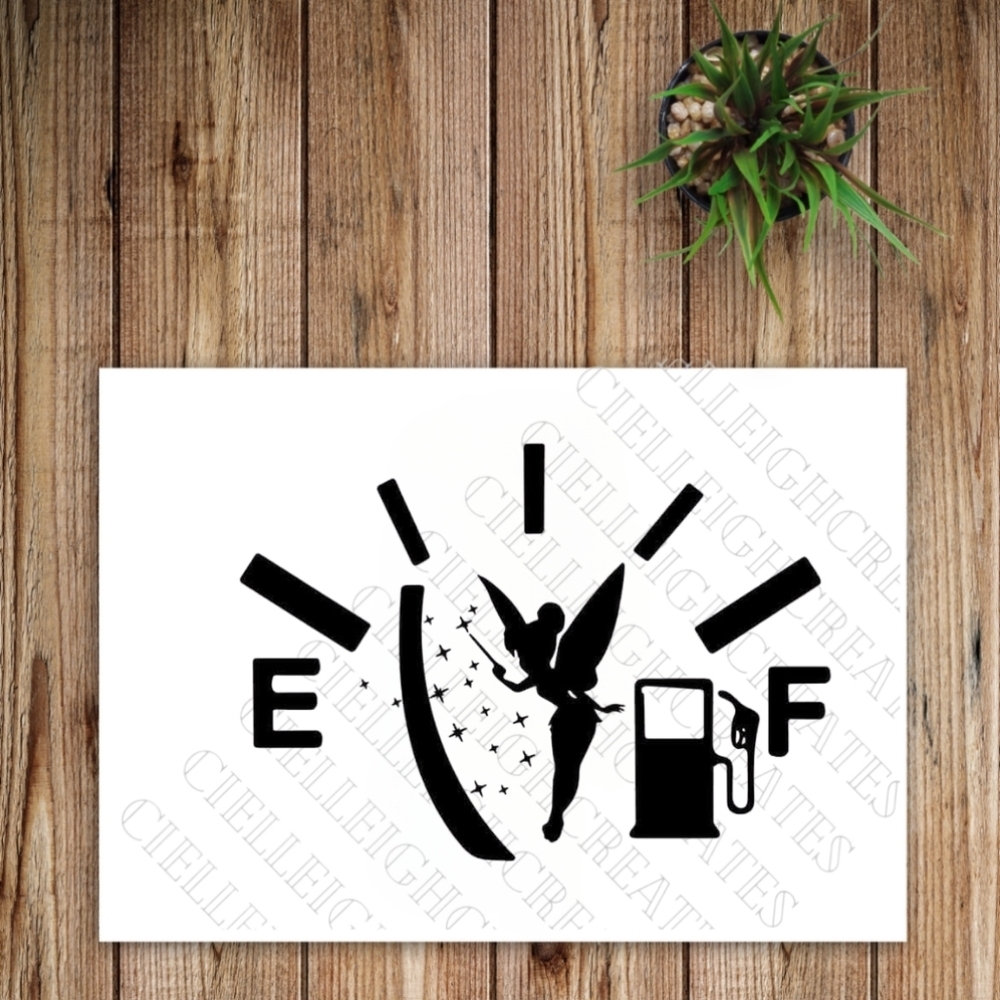 *2 for $20* Tinkerbell Fairy Gas Gauge Empty Full Vinyl Decal Sticker Handmade